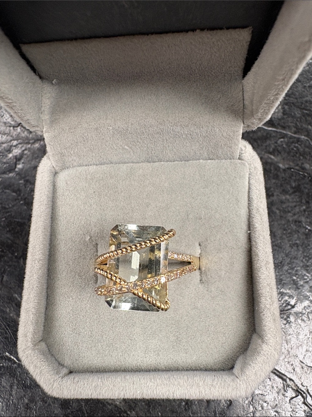 Gold Cocktail Ring - Green amethyst
